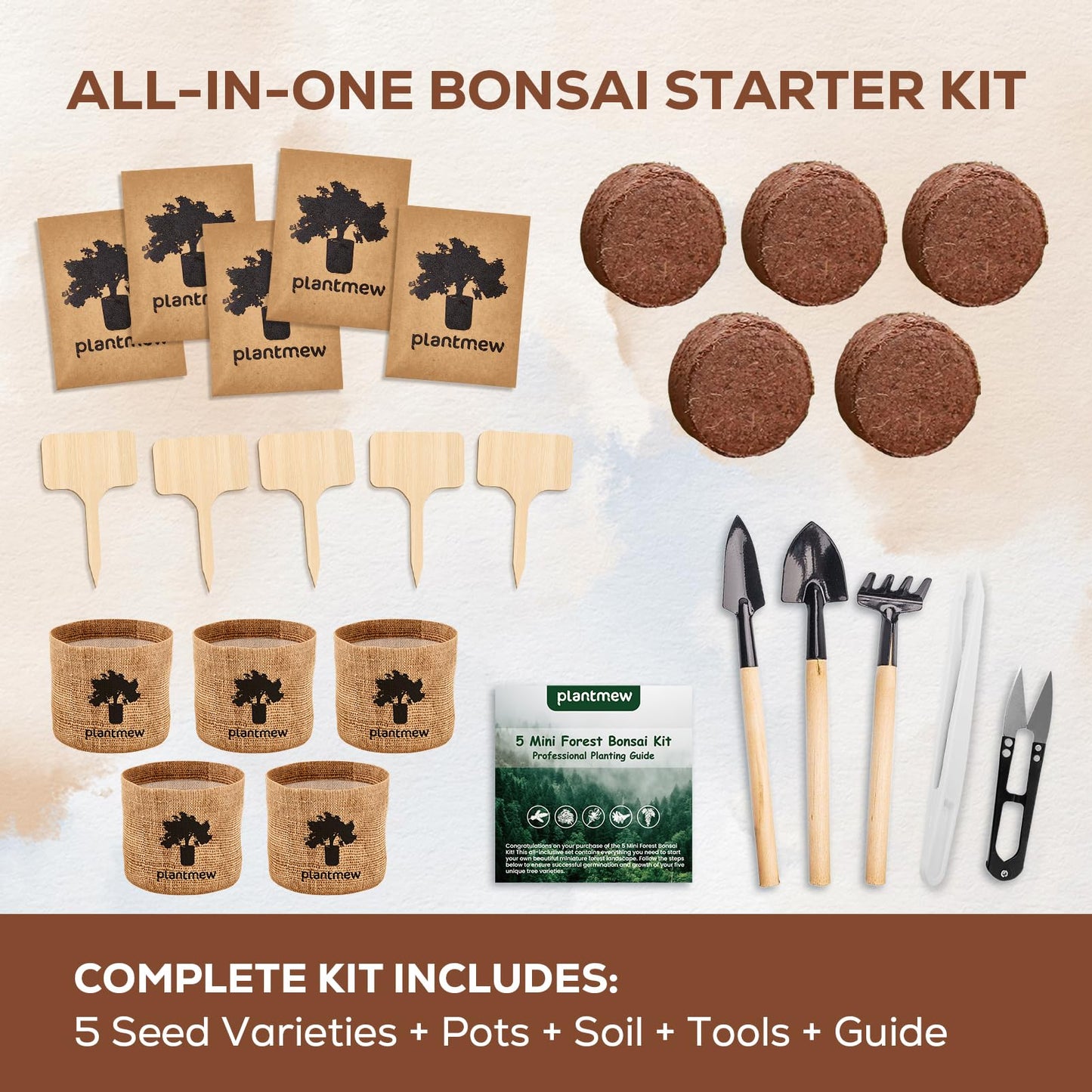 Bonsai Starter Kit for Adults – Complete Indoor Tree Growing Set with Jacaranda Seeds, Tools & Planter | DIY Gardening Hobby Kits for Plant Lovers, Unique Easter Gifts for Men & Women