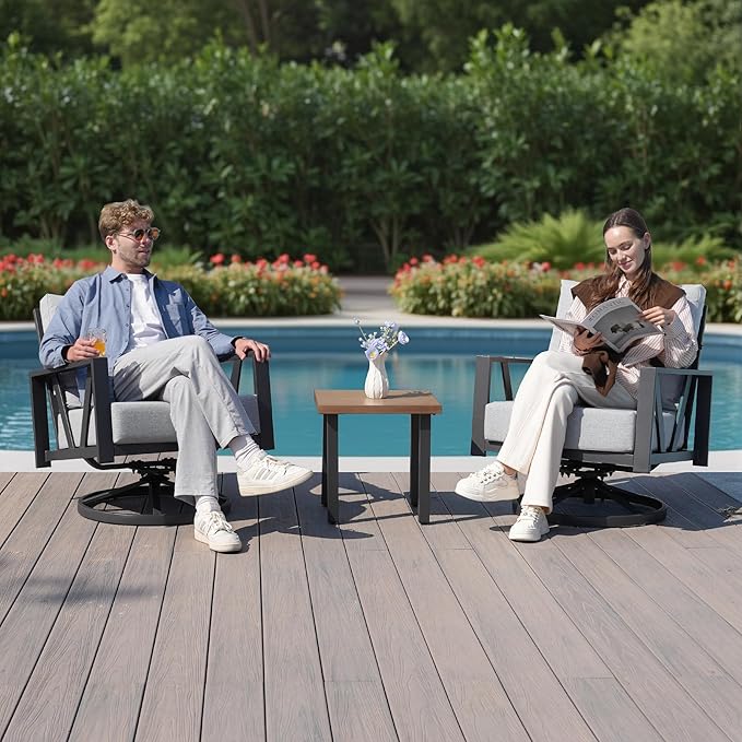 Outdoor Patio Swivel Rocking Chairs Set, Front Porch Furniture