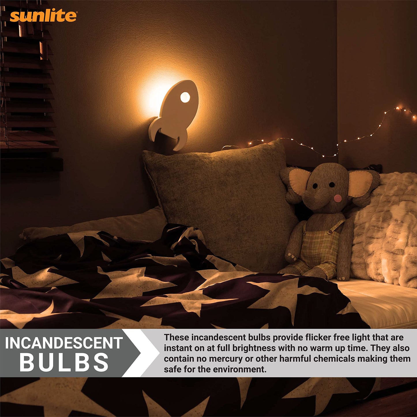 Sunlite 01270 7C7 Incandescent Bulb, 7 Watt, Candelabra E12 Base, C7 Small Night Light, Colored Bulb, Orange, 25 Count