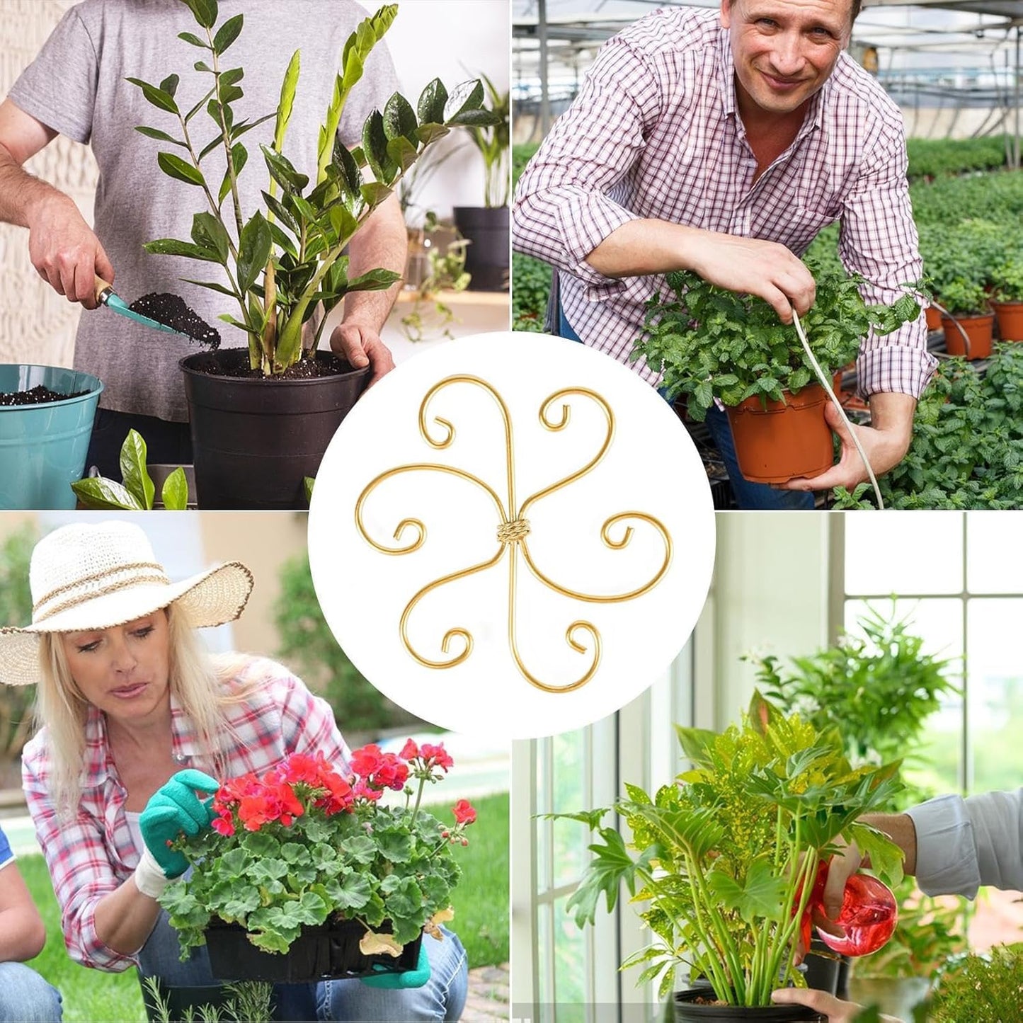 5 Pcs Plant Stem Support, Iron Monstera Plant Support, Durable Hook Stem Supports for Healthy Growth, Bamboo Clamp Set for Leaf Stabilization and Support, Ideal Present for Plant Lovers (6.5IN*6.5IN)