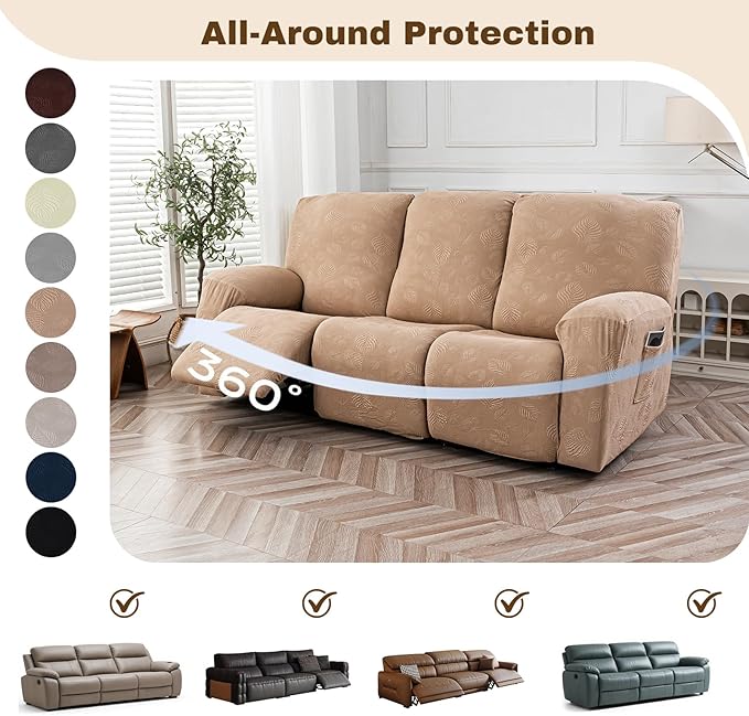 Gennia Recliner Sofa Covers 5 Pieces, Waterproof Sectional Couch Cover Stretch