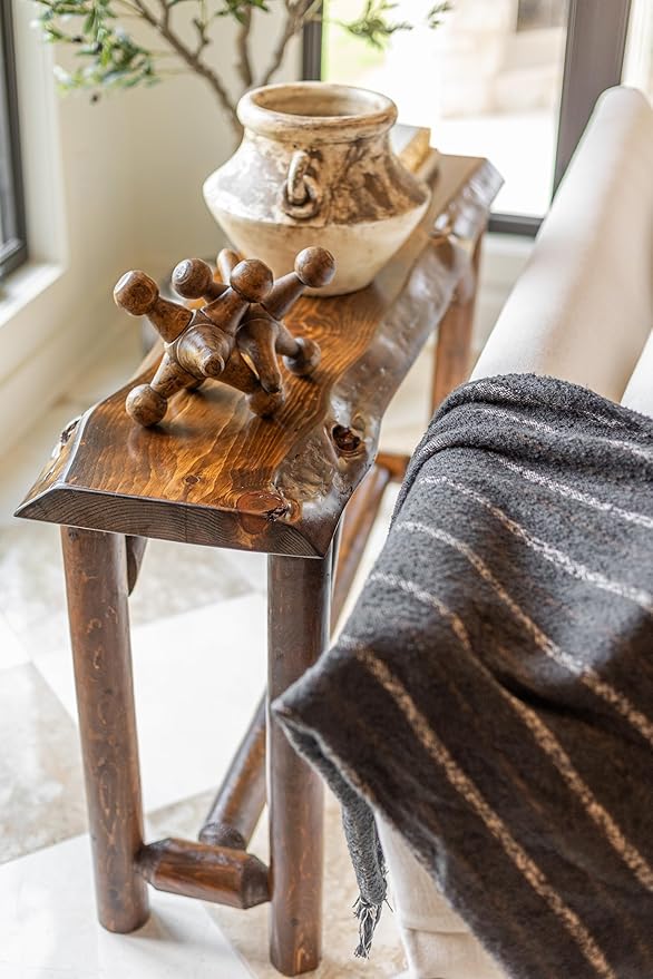 Rustic Sofa Table 56" Live Edge Console Table Cedar & Pine Wood