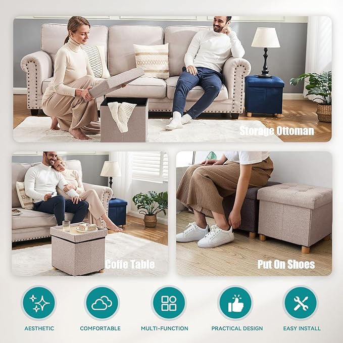 BRIAN & DANY Ottoman with Storage, Small Storage Ottoman