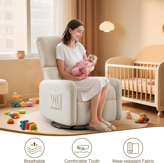 Korser 360° Rocking Chair, Nursery Rocker Chair