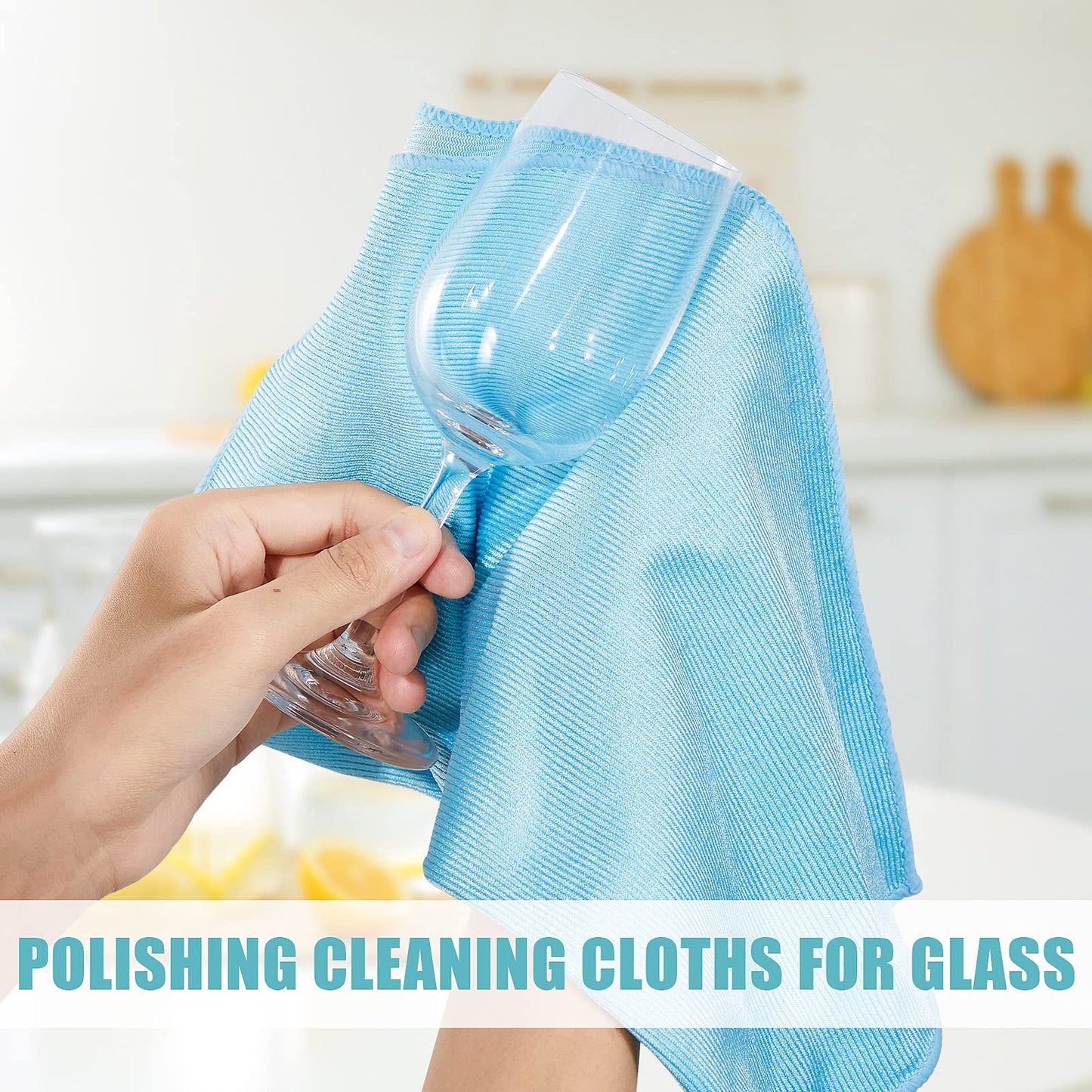 Tatuo 18 Pcs Microfiber Glass Cleaning Cloths (16 x 16) Polishing Cloth - Streak Free - Lint Free - Quickly Clean Windows, Glasses, Windshields, Mirrors, Stainless Steel, Monitor(Blue)