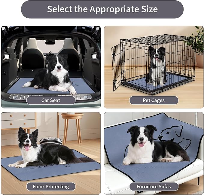 2 Pack Washable Pee Pads for Dogs 36"x51", Reusable Training Puppypads Absorbency Non-Slip & Leak-Proof for Pet Whelping Box Playpen Crate Sofa Bed Floors (Gray)