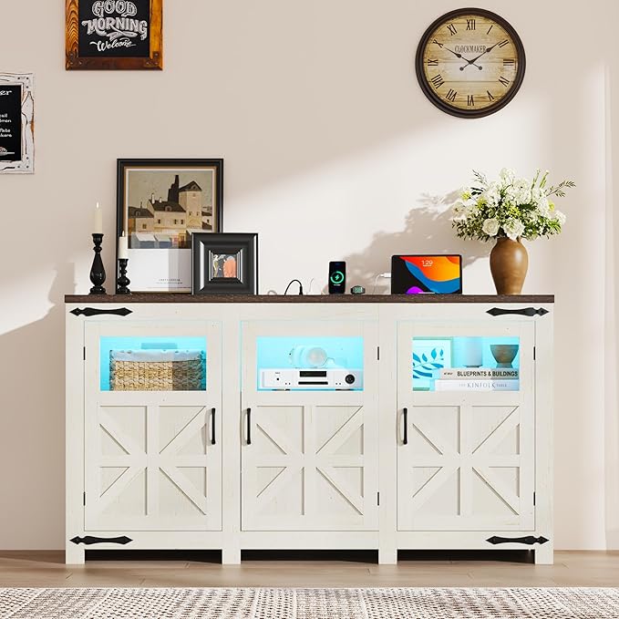 64" Large LED Farmhouse TV Stand