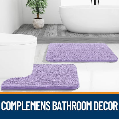 OLANLY Small Bathroom Rugs 24x16, Extra Soft Absorbent Chenille Bath Rugs, Rubber Backing Quick Dry, Machine Washable Bath Mats for Bathroom Floor, Tub and Shower, Home Decor Accessories, Lavender