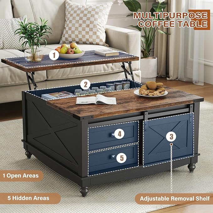 ALLSTAND 31.5" Lift Top Coffee Table