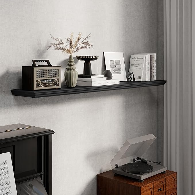 Fun Memories Floating Shelves 55 Inch Long, 9.3 Inch Deep Classic Crown Molding