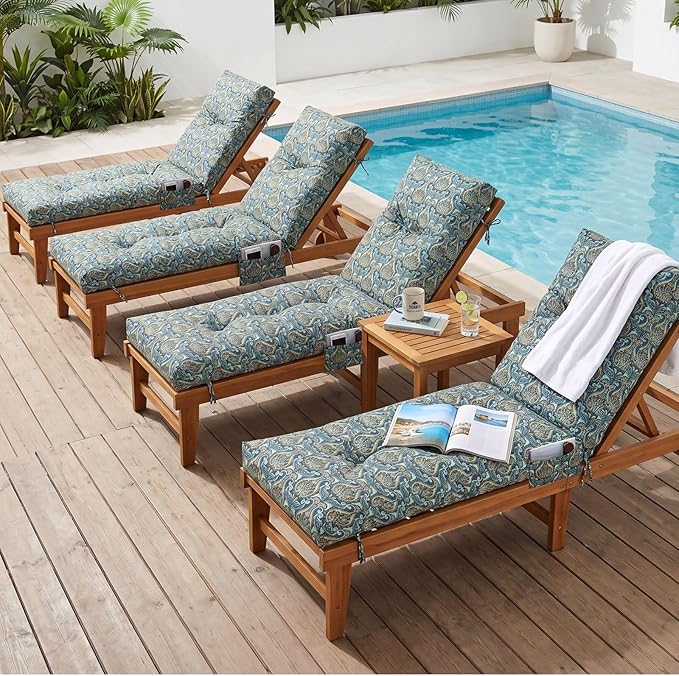 Kigley 2 Pcs Outdoor Chaise Lounge Cushions