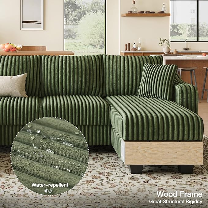 Belffin Sectional Couch with L-Shape Chaise L Shaped Couch with Ottoman