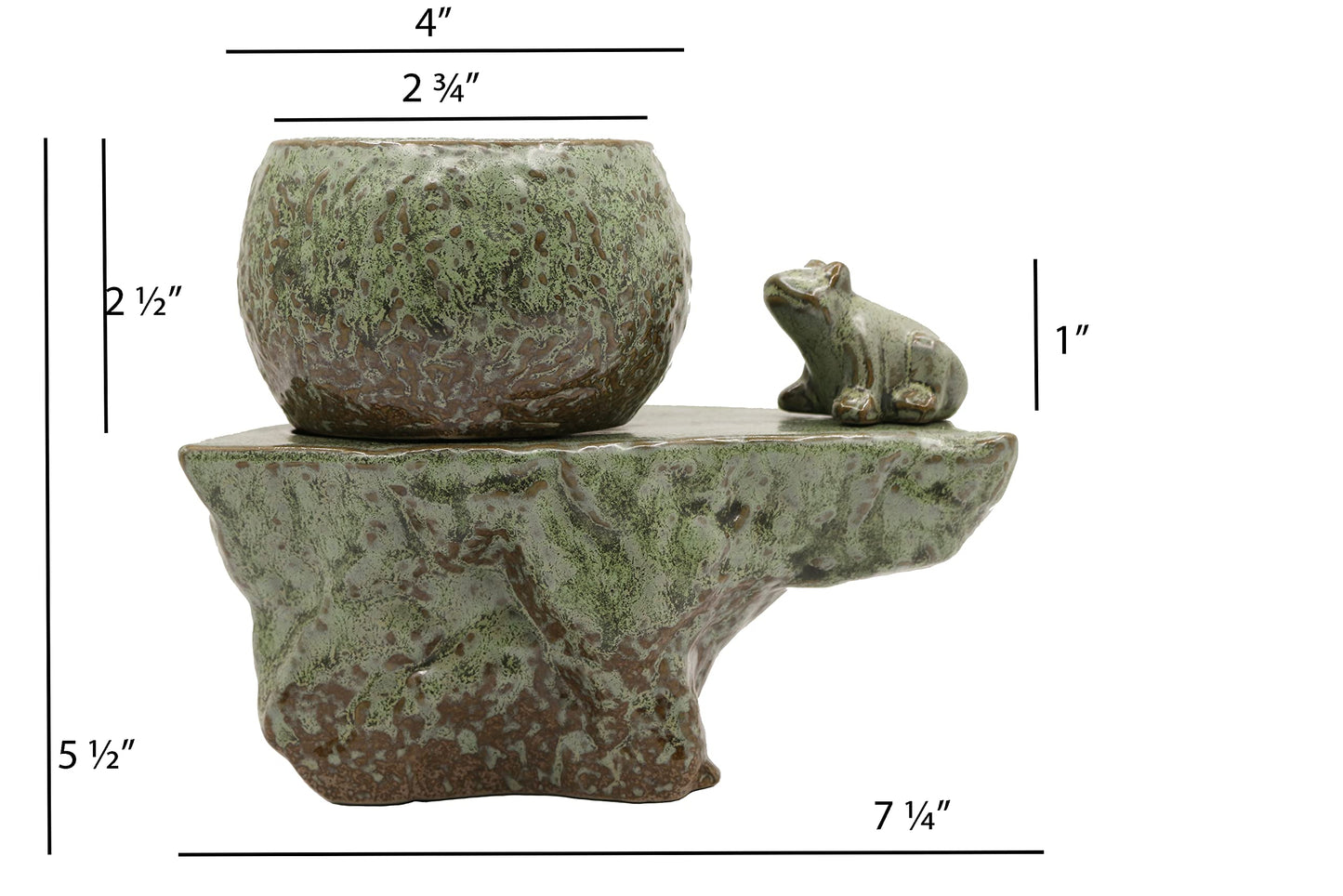 Cotta Planters Self Watering Ceramic Pot with Plant Buddy Frog Figernie in Two Tone Patina Glaze