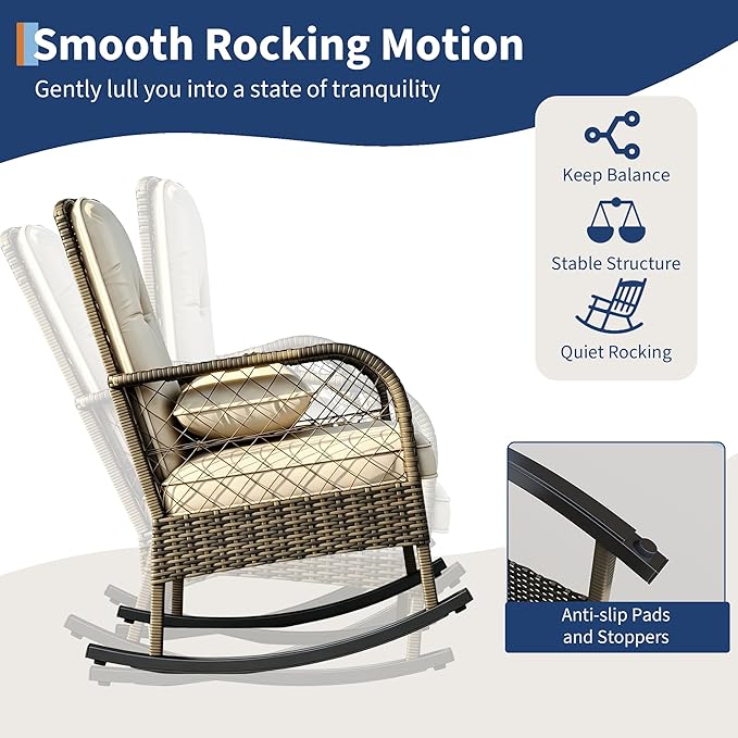 Outdoor Wicker Rocking Chair, Patio Rattan Rocker Chair