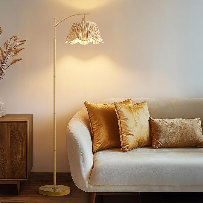 Oneach Boho Floor Lamp for Living Room, Farmhouse Standing Lamp