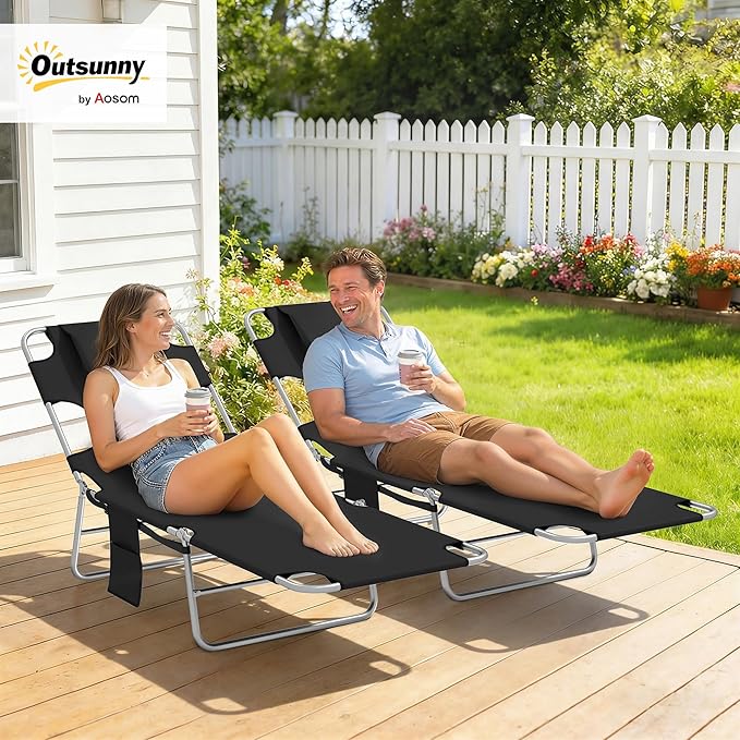 Outsunny Chaise Lounge Chair Outdoor Set of 2