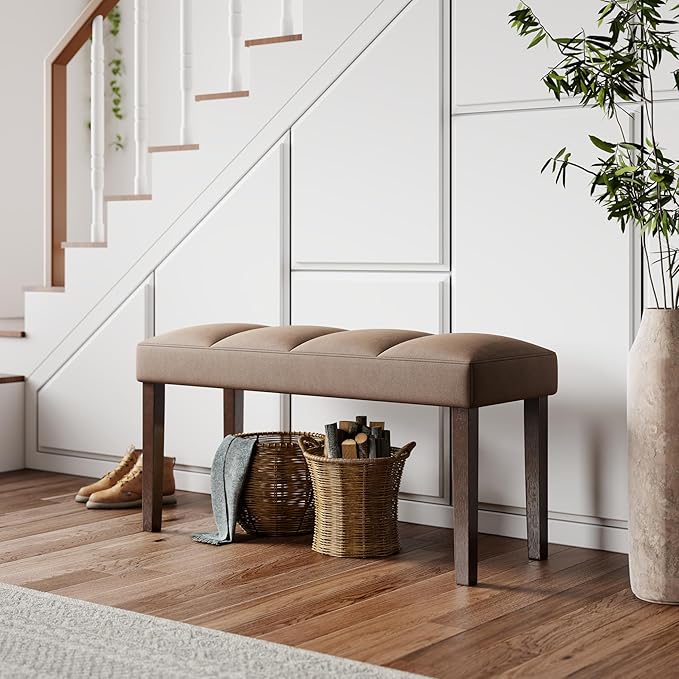 Roundhill Furniture Strata Velvet Upholstered Dining Bench