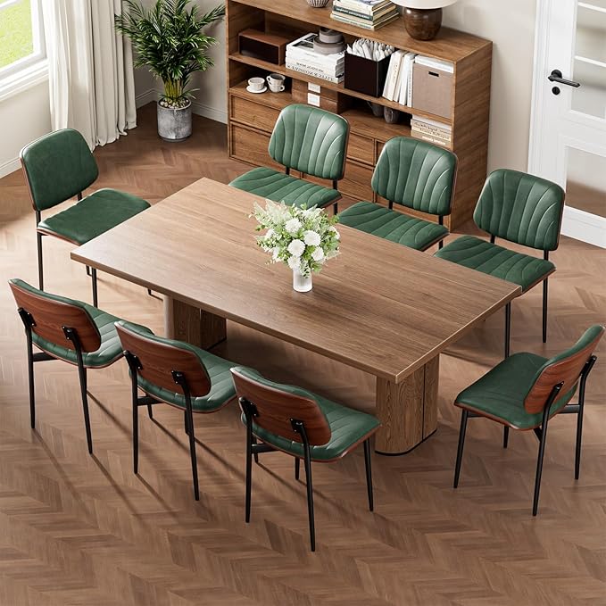REONEY Dining Chairs Set of 2, Mid-Century Modern Upholstered PU Leather Chairs
