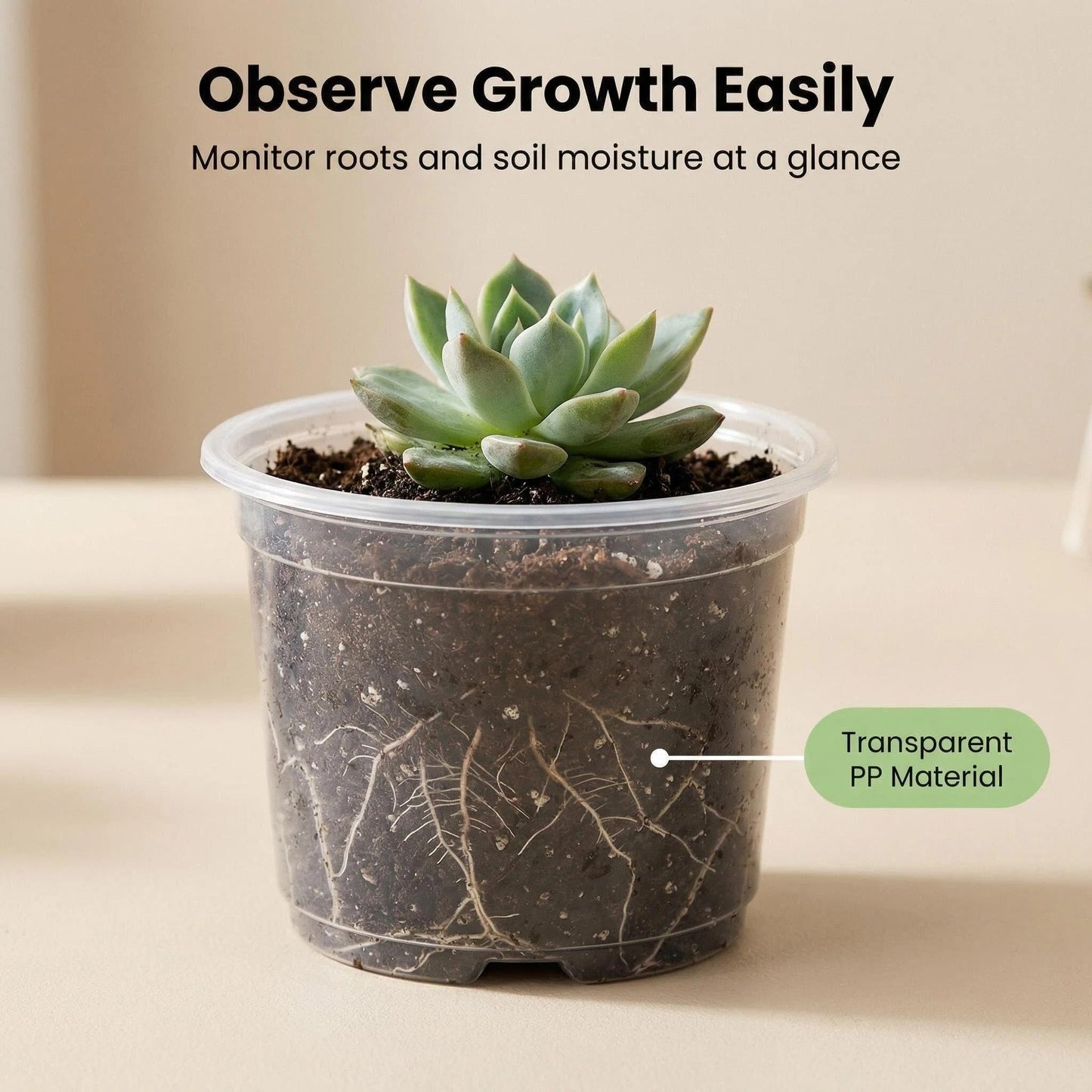 FufuHalo 200 Pack 3 Inch Clear Nursery Pots with Drainage Holes, Transparent Plastic Seed Starter Pots for Indoor Plant Propagation, Succulents and Cuttings, Bulk Lightweight Gardening Planters