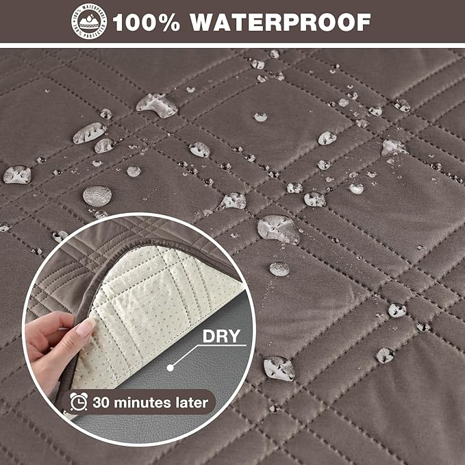 TAOCOCO 100% Waterproof Oversized Loveseat Recliner Cover, Non Slip Split Couch