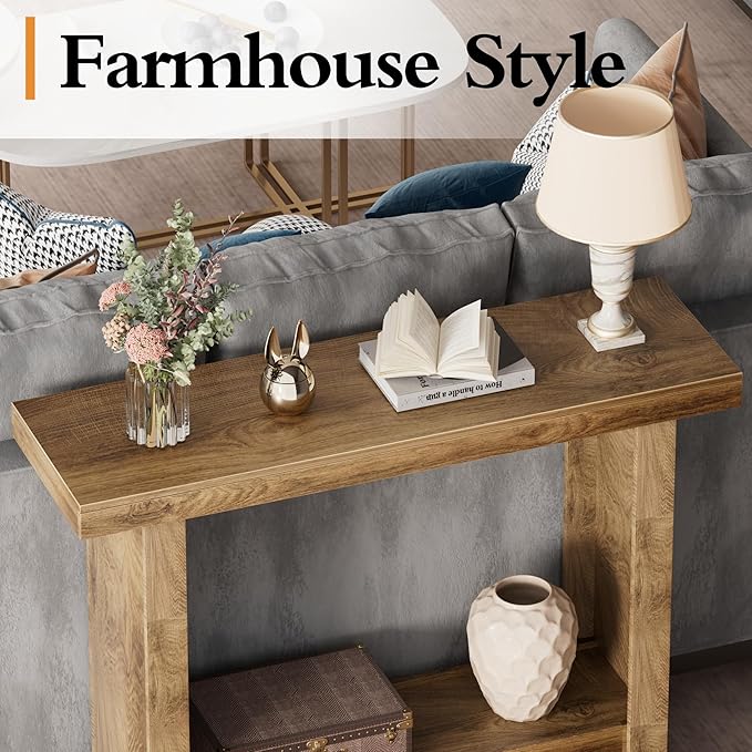 LIFECHOVY Farmhouse Wood Entryway Table Narrow Console Tables