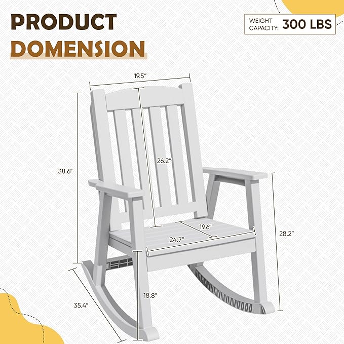 Greesum Set of 2 Outdoor Rocking Chair, Rust-Proof & UV-Resistant, Comfortable