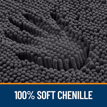 OLANLY Large Bathroom Rugs 45x27, Extra Soft Absorbent Chenille Bath Rugs, Rubber Backing Quick Dry, Machine Washable Bath Mats for Bathroom Floor, Tub and Shower, Home Decor Accessories, Dark Grey