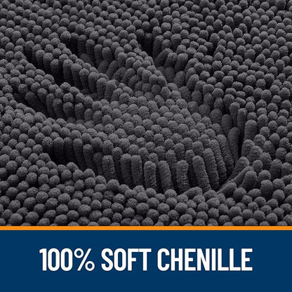 OLANLY Small Bathroom Rugs 24x16, Extra Soft Absorbent Chenille Bath Rugs, Rubber Backing Quick Dry, Machine Washable Bath Mats for Bathroom Floor, Tub and Shower, Home Decor Accessories, Dark Grey