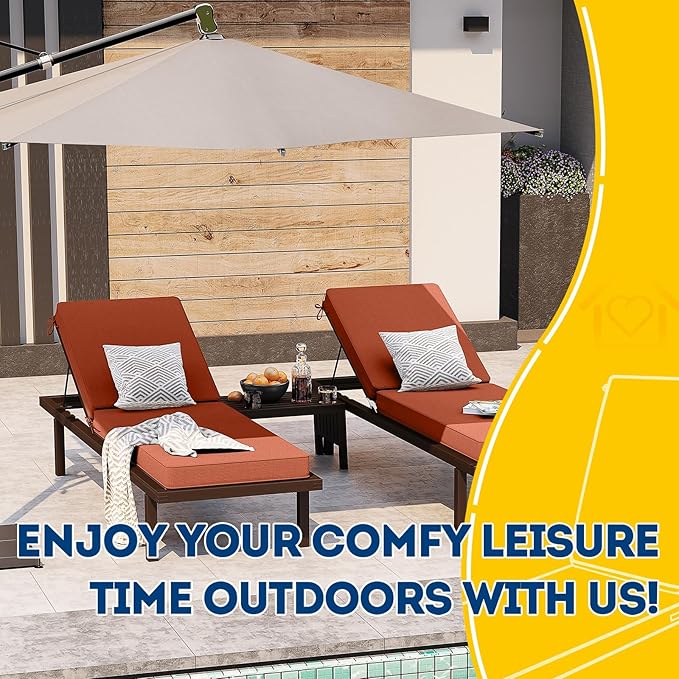 AAAAAcessories Outdoor Chaise Lounge Cushions, Fade-Resistant, Waterproof Patio