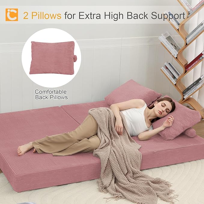 COMAX Futon Sofa Bed, Convertible Folding Sofa Bed, Boneless Couch Loveseat