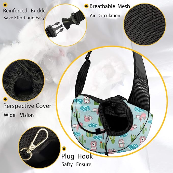 FUSURIRE Aztec Geometry Pattern Pet Sling Carrier Tribal Ethnic Style Breathable Mesh Travel Pet Handbag Safe Sling Bag Carrier for Dogs Cats with Adjustable Shoulder Strap and Reinforced Buckle