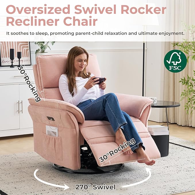Oversized Power Recliner Chair Swivel Glider
