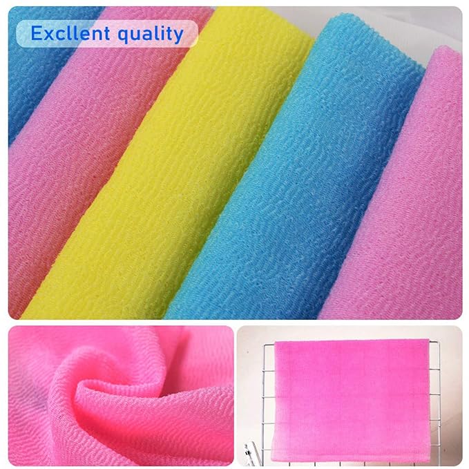 ARCH&M Exfoliating Washcloth for Shower, 35-Inch, 3 Pack | Japanese Beauty Washcloth, Back Scrubber for Daily Use, Textured Poly Nylon Body, Smoother-Looking Skin, Quick-Dry