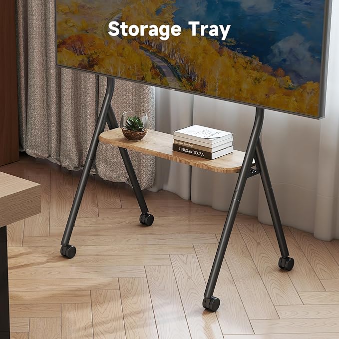 XINLEI Easel Rolling TV Stand for 32-80 Inch TV up to 121lbs, Mobile Portable