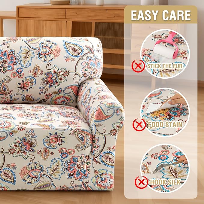 H.VERSAILTEX Floral Pattern Couch Cover Printed Sofa Covers Washable High