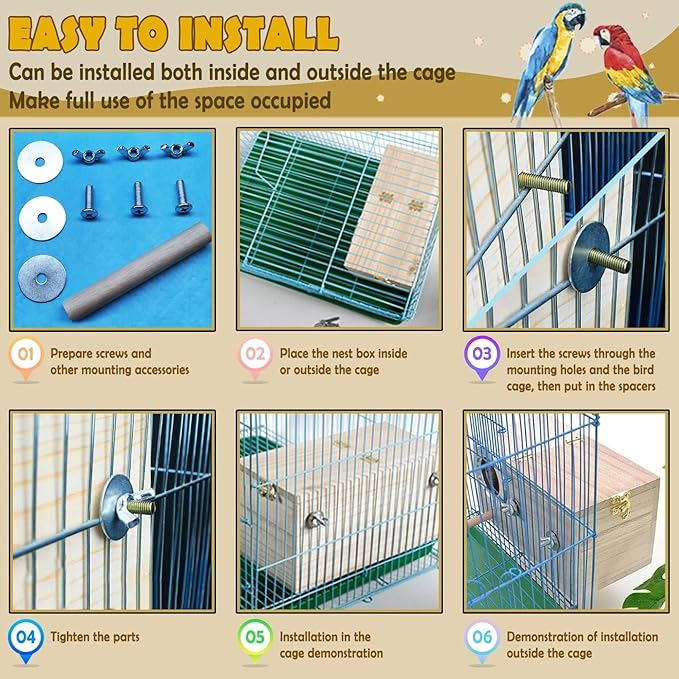 kathson Cockatiel Nesting Box,Wood Parakeet Nest House,Parrots Breeding Mating Boxes,Bird Nesting Box for Budgie,Conure,Lovebirds,Canary,Finch,Small and Medium-Sized Birds (L)