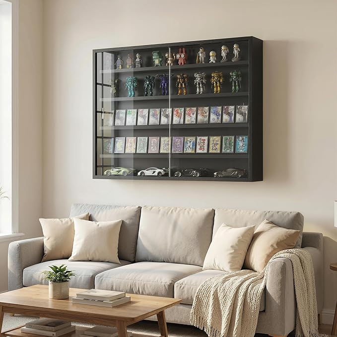 HOMCOM 5-Tier Display Cabinet, Glass Door Cabinet