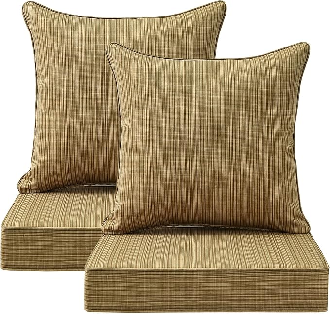 Outdoor Deep Seat & Back Cushion Set, 24 x 24 Inch Water Repellent and Fade