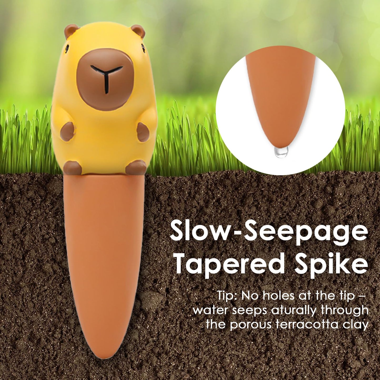 MCleanPin 4 Pack Plant Watering Spikes and Globes Handmade Terracotta Self-Watering Planter Insert Automatic Plant Waterer Devices for Indoor Outdoor Plants (Animal Paradise)