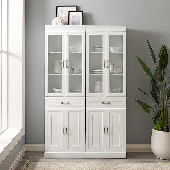 Crosley Furniture Stanton 2-Piece Glass Door Kitchen Storage Pantry Cabinet