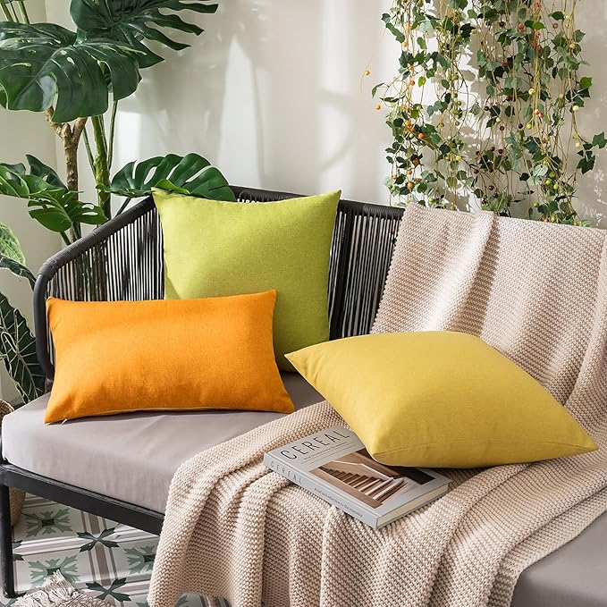 MIULEE Pack of 2 Decorative Outdoor Solid Waterproof Throw Pillow Covers Faux