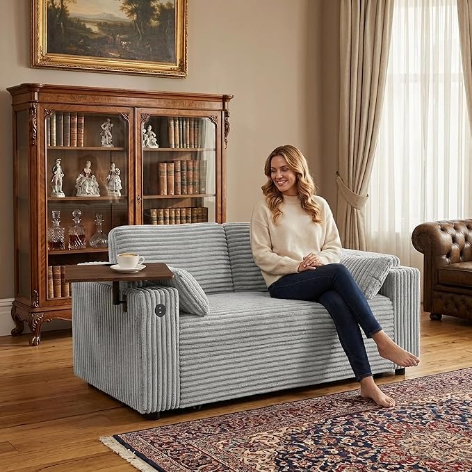 Auvsoce 65" 3-in-1 Pull-Out Convertible Sofa Bed