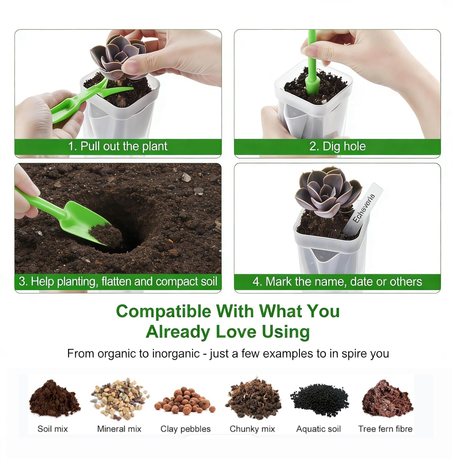 NUSQO Self Watering Pots for Indoor Plants, 12 Pack 2 Inch Mini Clear Plastic Planters with Water Level Indicator, Drainage Holes and Plant Labels for African Violet and Alocasia Corm Propagation