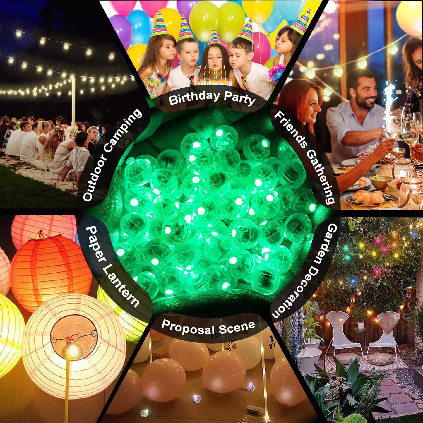 200pcs LED Green Balloon Lights, Round LED Mini Lights for Paper Lantern Balloon Birthday Party Event Indoor Outdoor Wedding Decoration Halloween Christmas Supplies