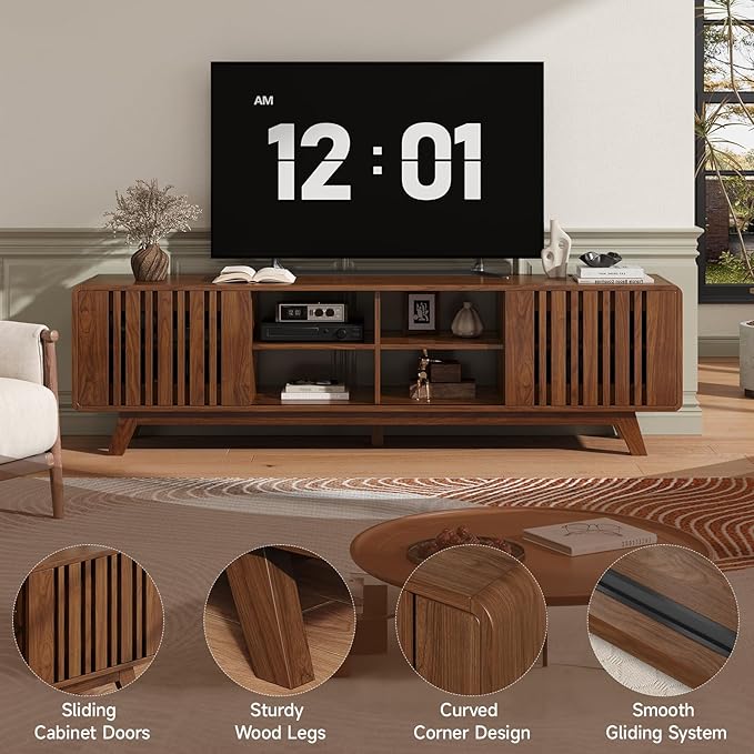 ONBRILL 70-Inch TV Stand for TVs up to 80 Inch, Mid-Century Modern Television