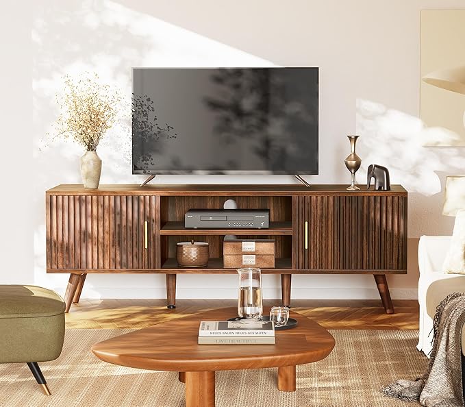 SUPERJARE TV Stand for 55 Inch TV, Entertainment Center