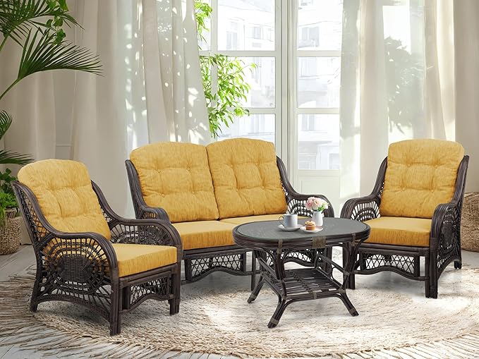 Malibu Lounge Living Accent Armchair Natural Rattan Wicker Handmade Design