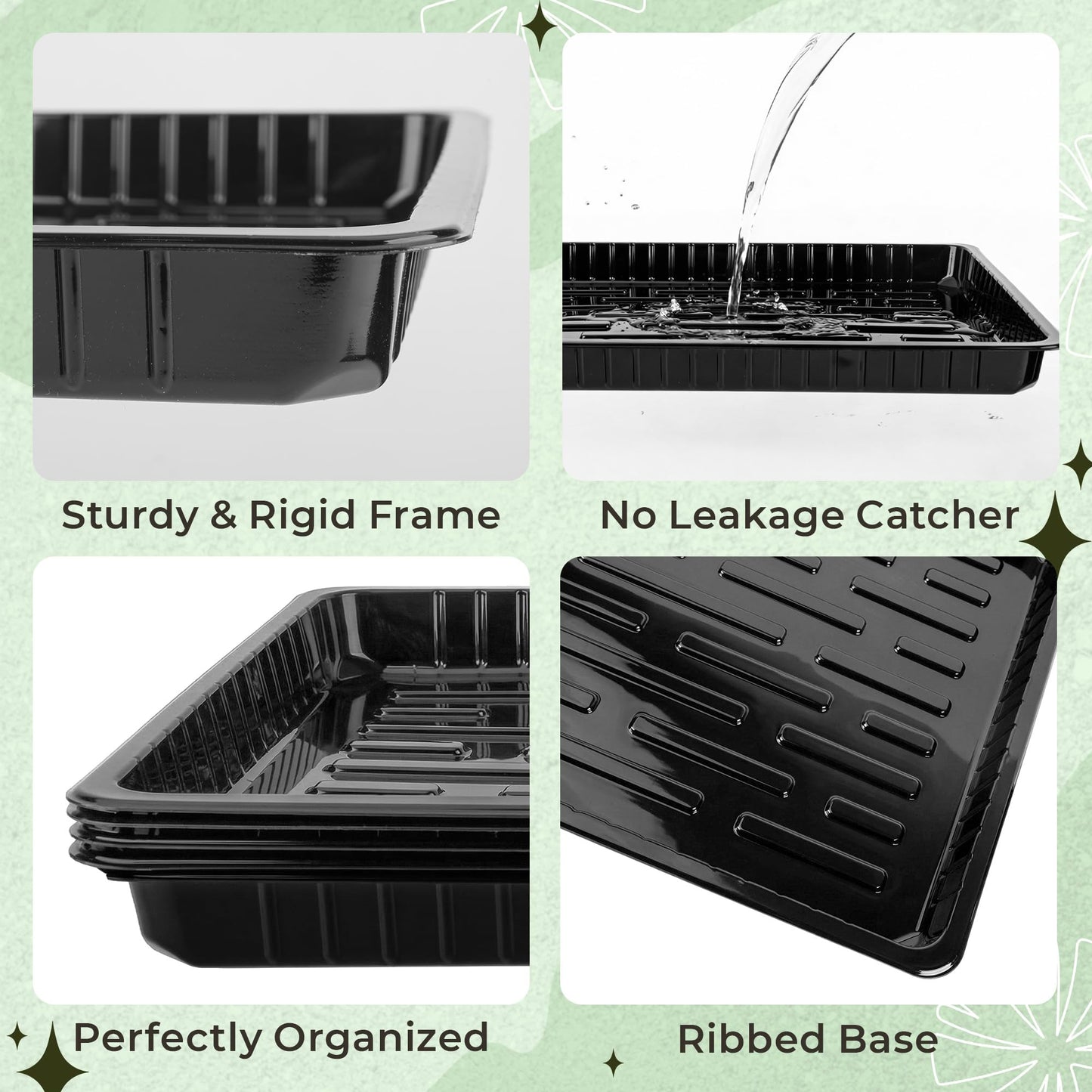 Verdanzia 100 Pcs Square Nursery Pots, 5 Pcs Seed Starter Tray, 2.6 inch Nursery Pots with Tray, Plastic Starter Pots for Planting Seeds, Reusable Seed Starting Pots with Drainage Holes (Kraft Paper)