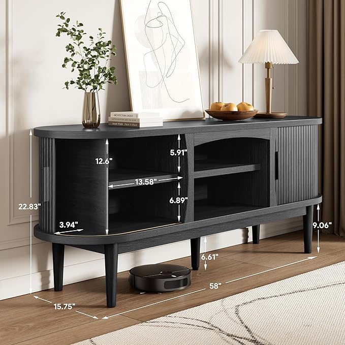 Decofy Mid Century TV Stand for TVs up to 65 Inches, Entertainment Center