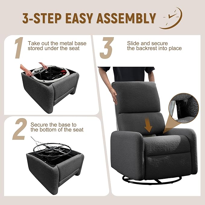 Korser 360° Rocking Chair, Nursery Rocker Chair